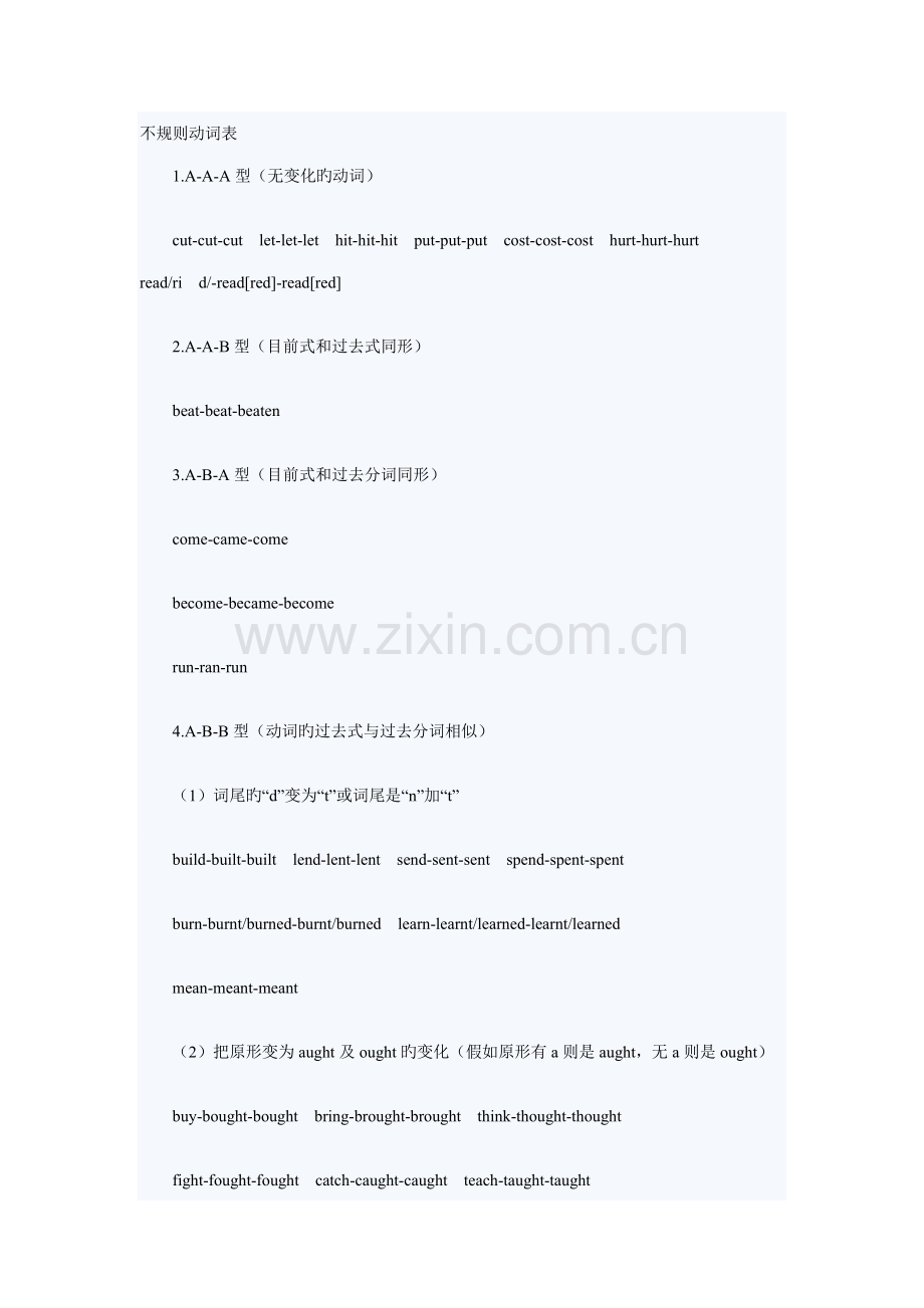 新课标中考英语单词分类速记不规则动词表.doc_第1页