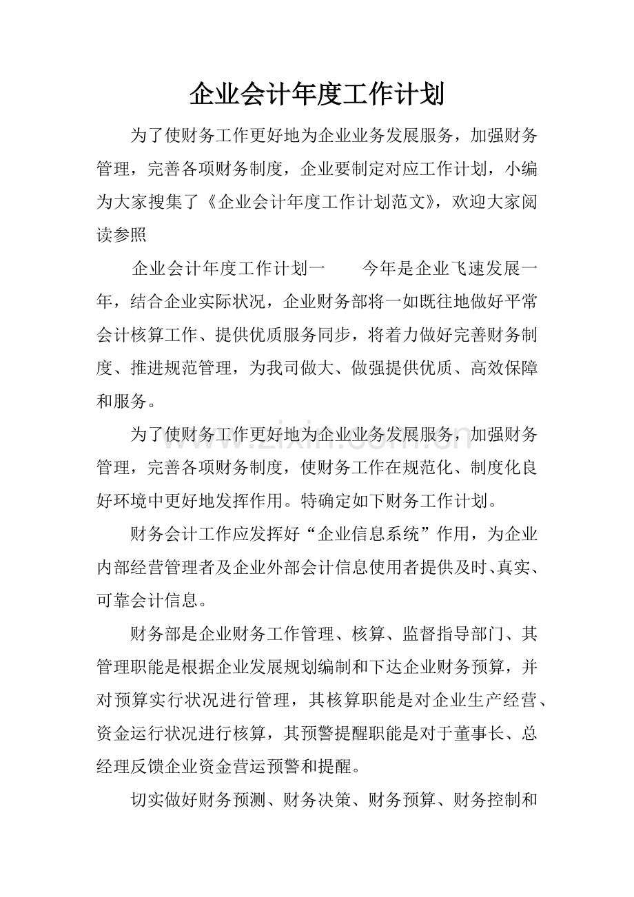 企业会计年度工作计划.docx_第1页