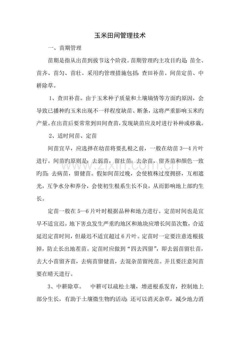 玉米田间管理技术.doc_第1页