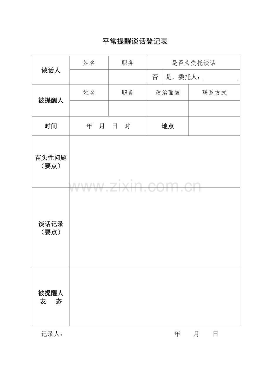 日常提醒谈话记录表.doc_第1页