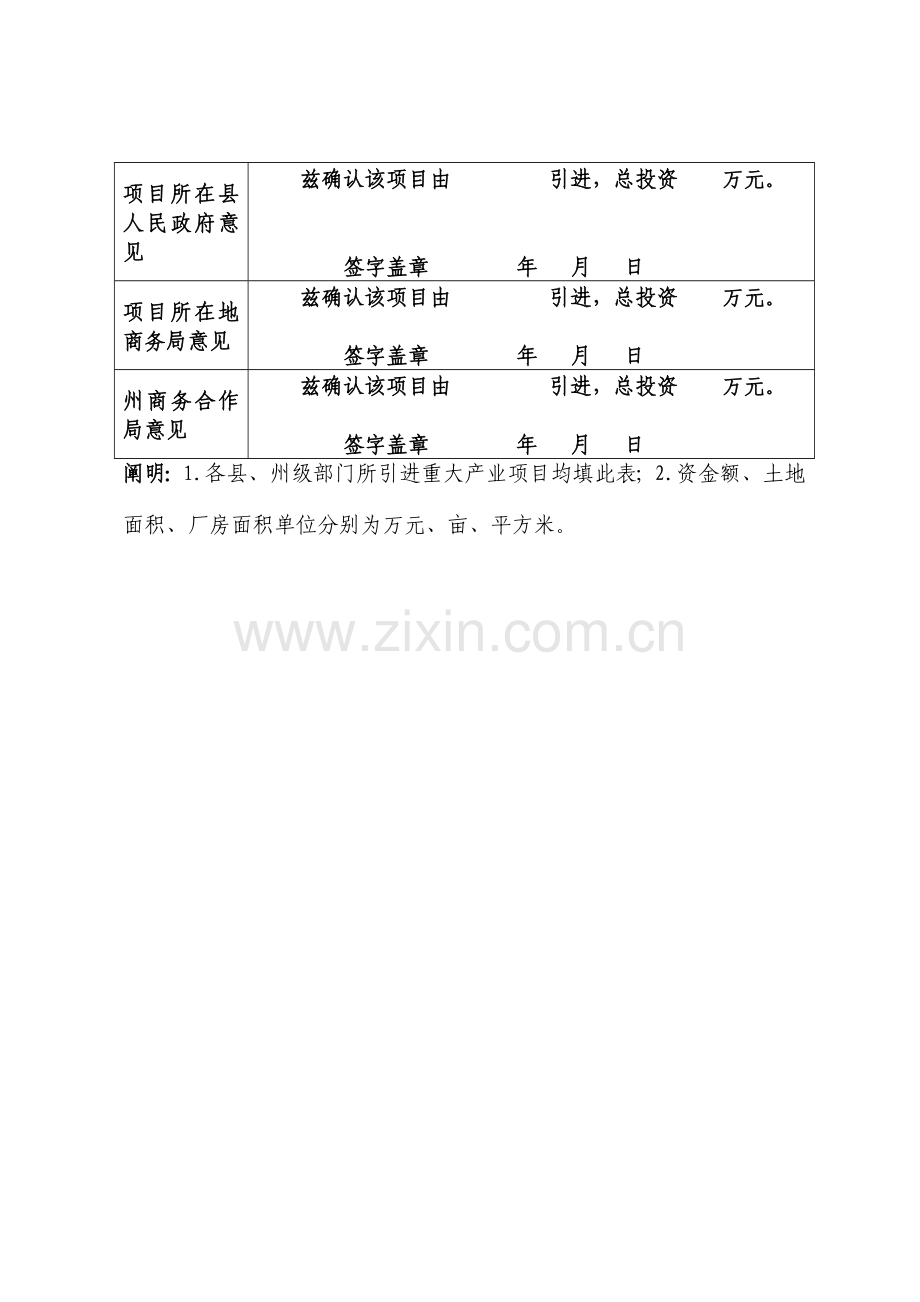 甘孜州引进重大产业招商引资项目认定表.doc_第2页