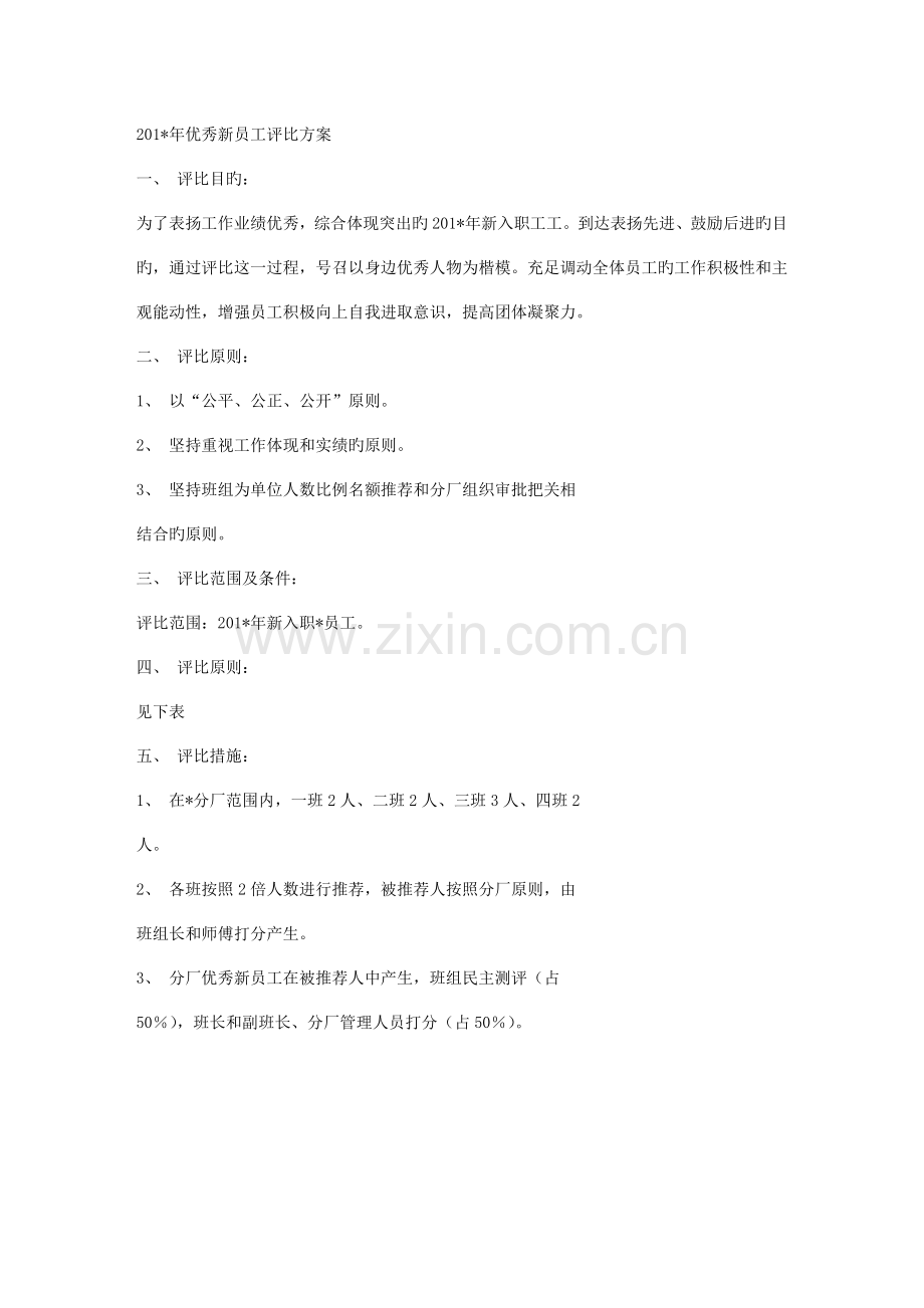 优秀新员工评选方案.docx_第1页