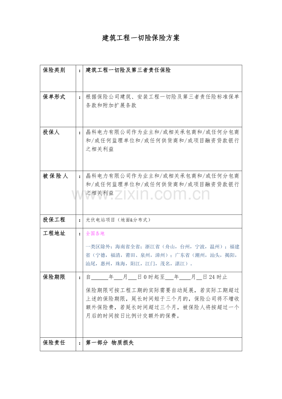 平安建筑安装工程一切险方案询价.doc_第1页