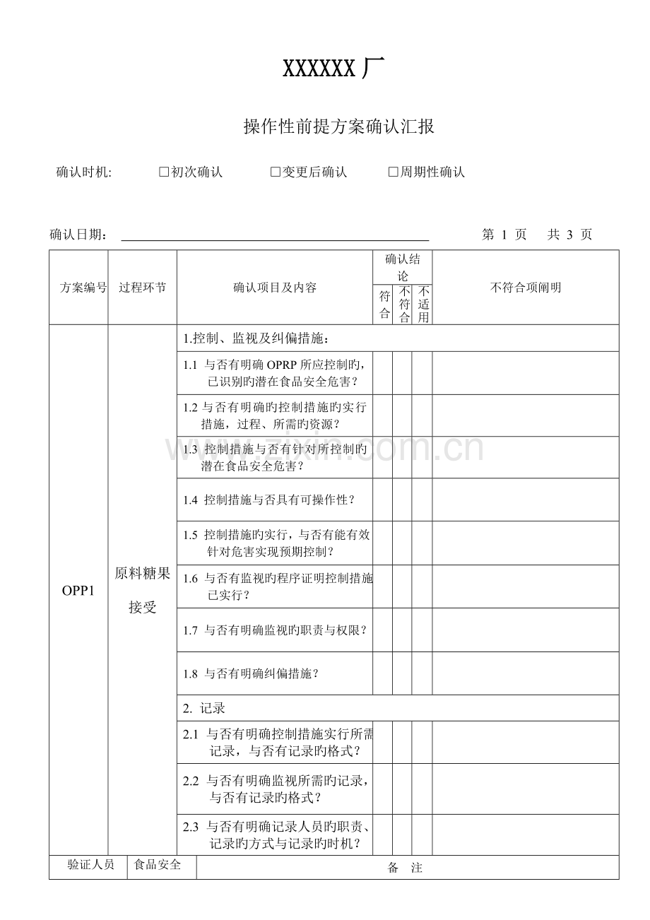 食品HACCP操作性前提方案确认报告.doc_第1页