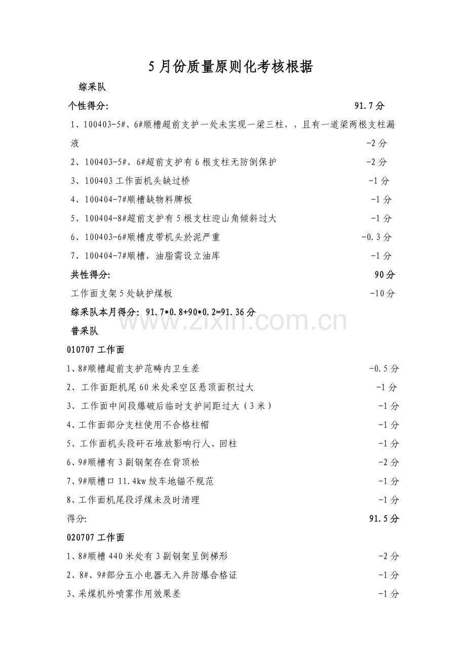5月份安全质量标准化考核依据.docx_第1页