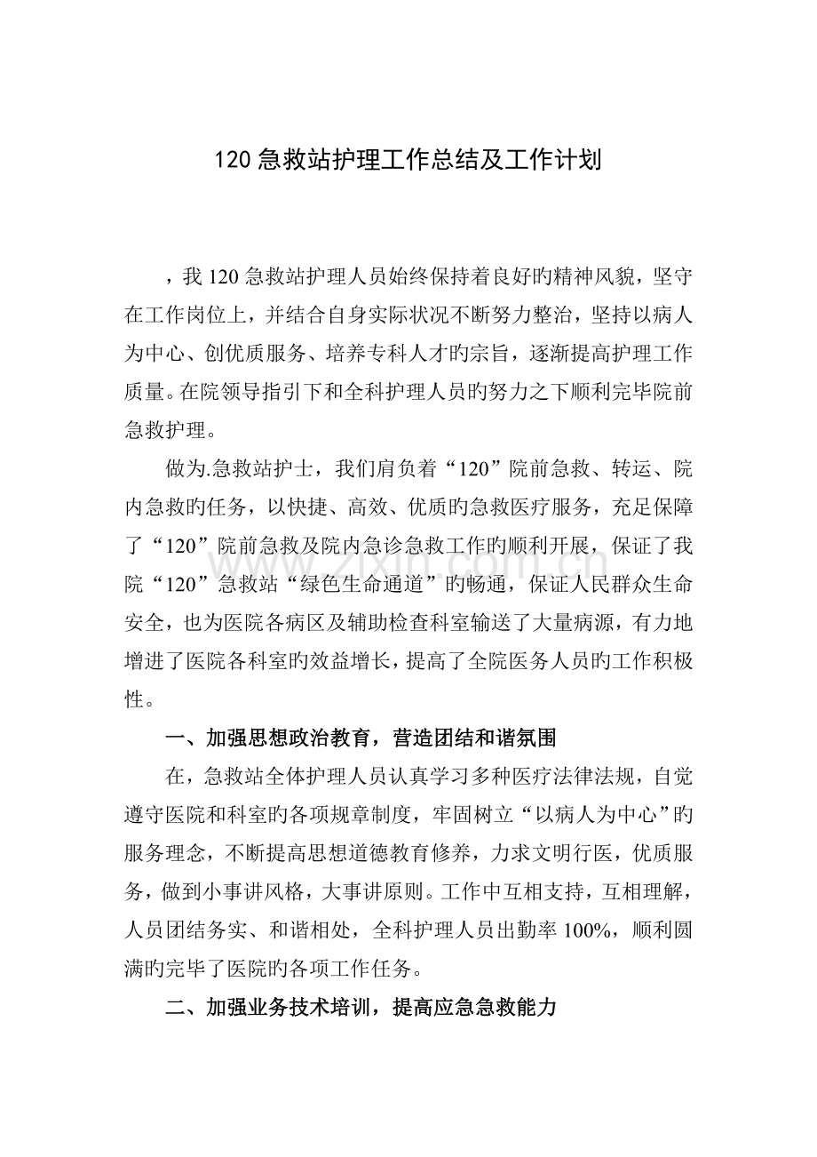 急救站护理工作总结.doc_第1页