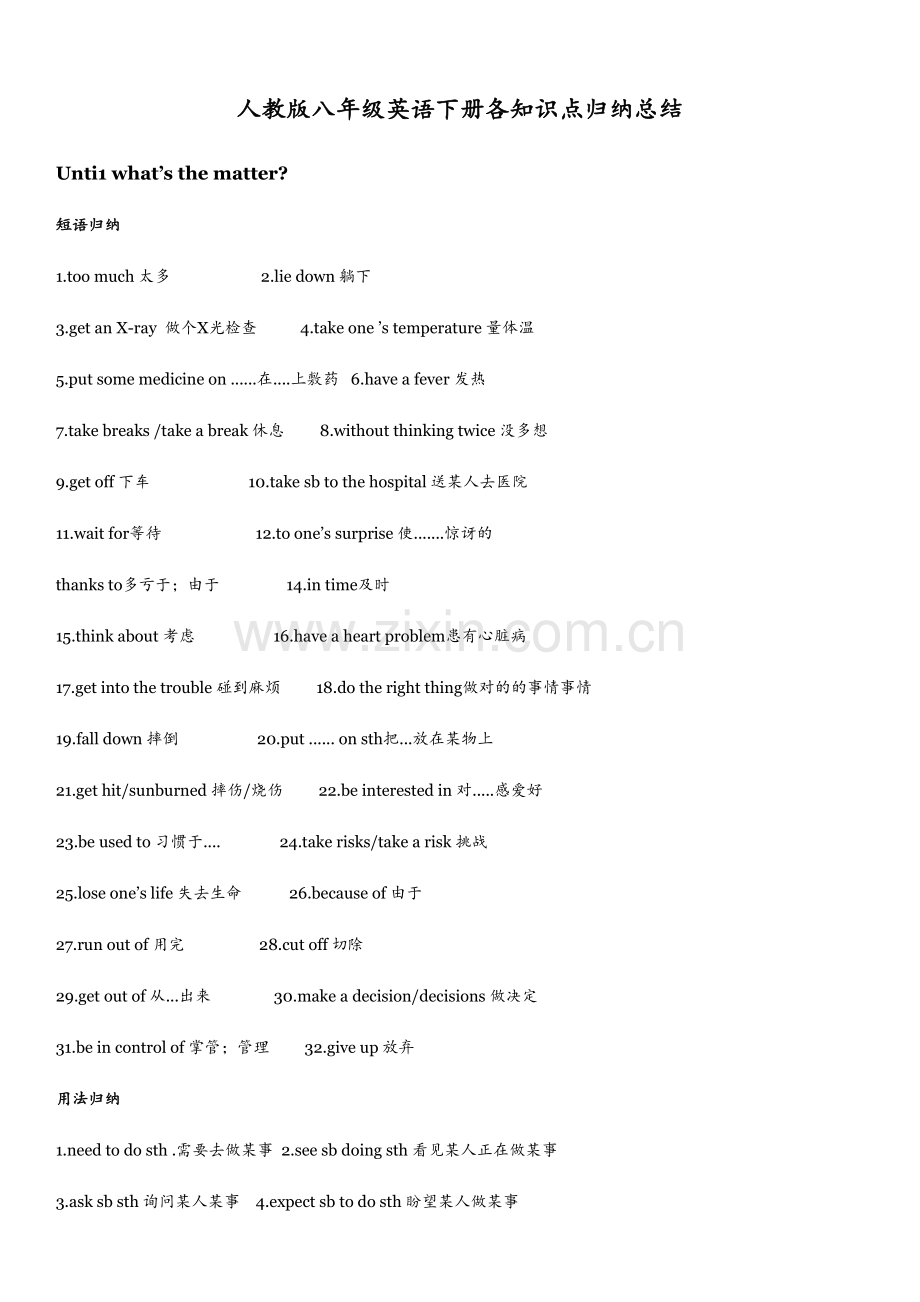 2023年人教版八年级英语下册各知识点归纳总结.doc_第1页