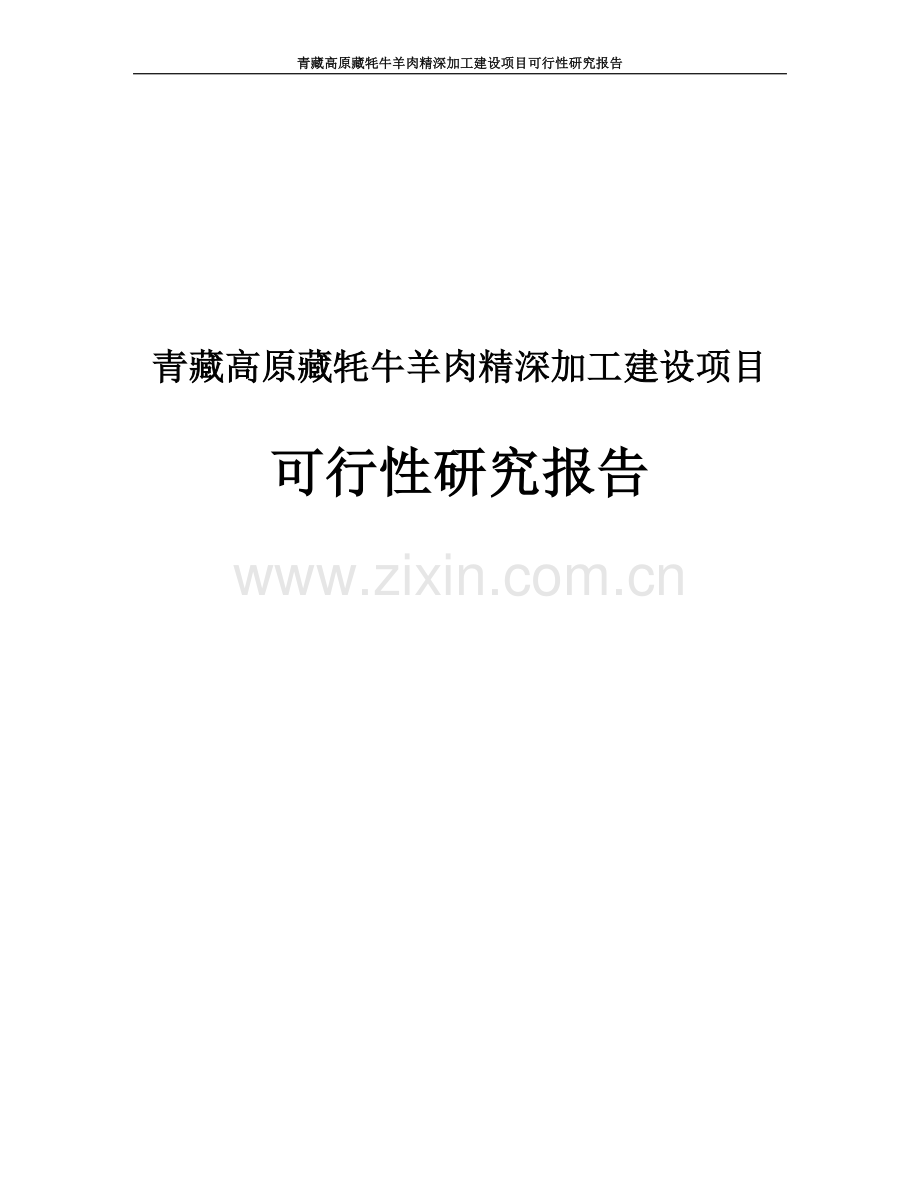 青藏高原藏牦牛羊肉精深加工项目可行性研究报告.doc_第1页