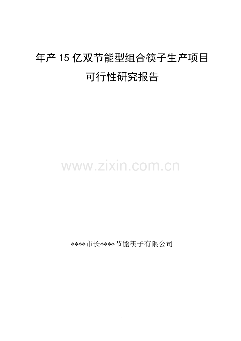 年产15亿双节能型组合筷子产项目可行性研究报告.doc_第1页
