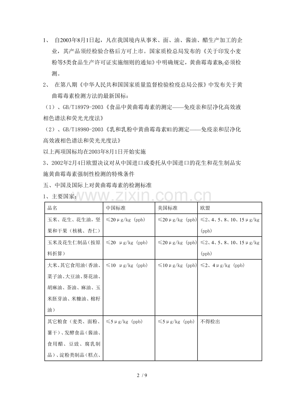 黄曲霉毒素及其检测方法整体解决方案.doc_第2页