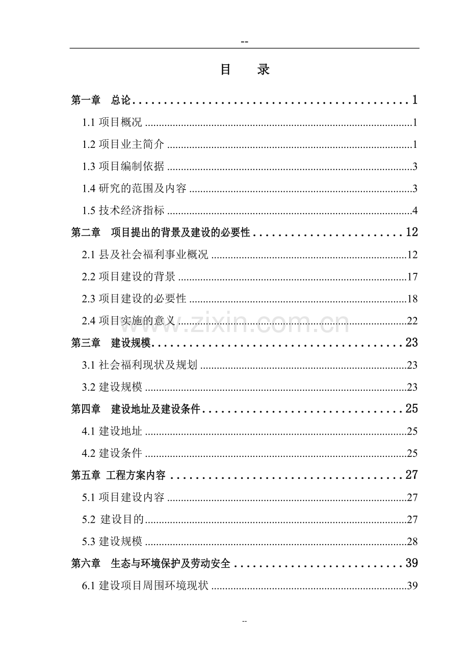 某某县社会福利综合服务中心可行性研究报告.doc_第2页
