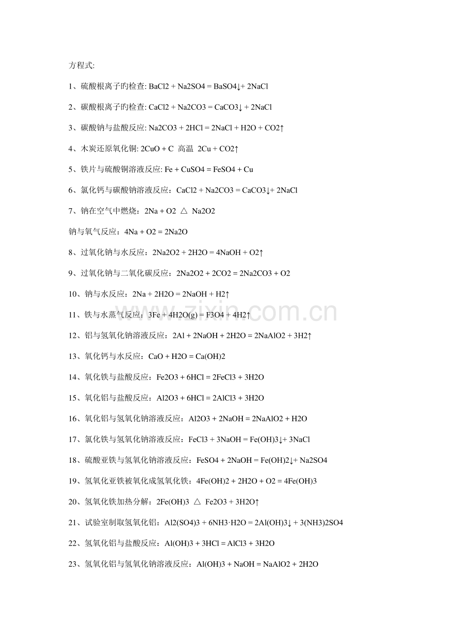 2023年高中必背化学方程式整理.doc_第1页