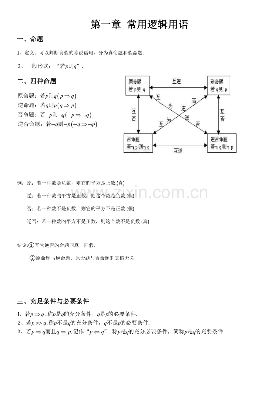 2023年高中数学选修常用逻辑用语知识点讲义.doc_第1页