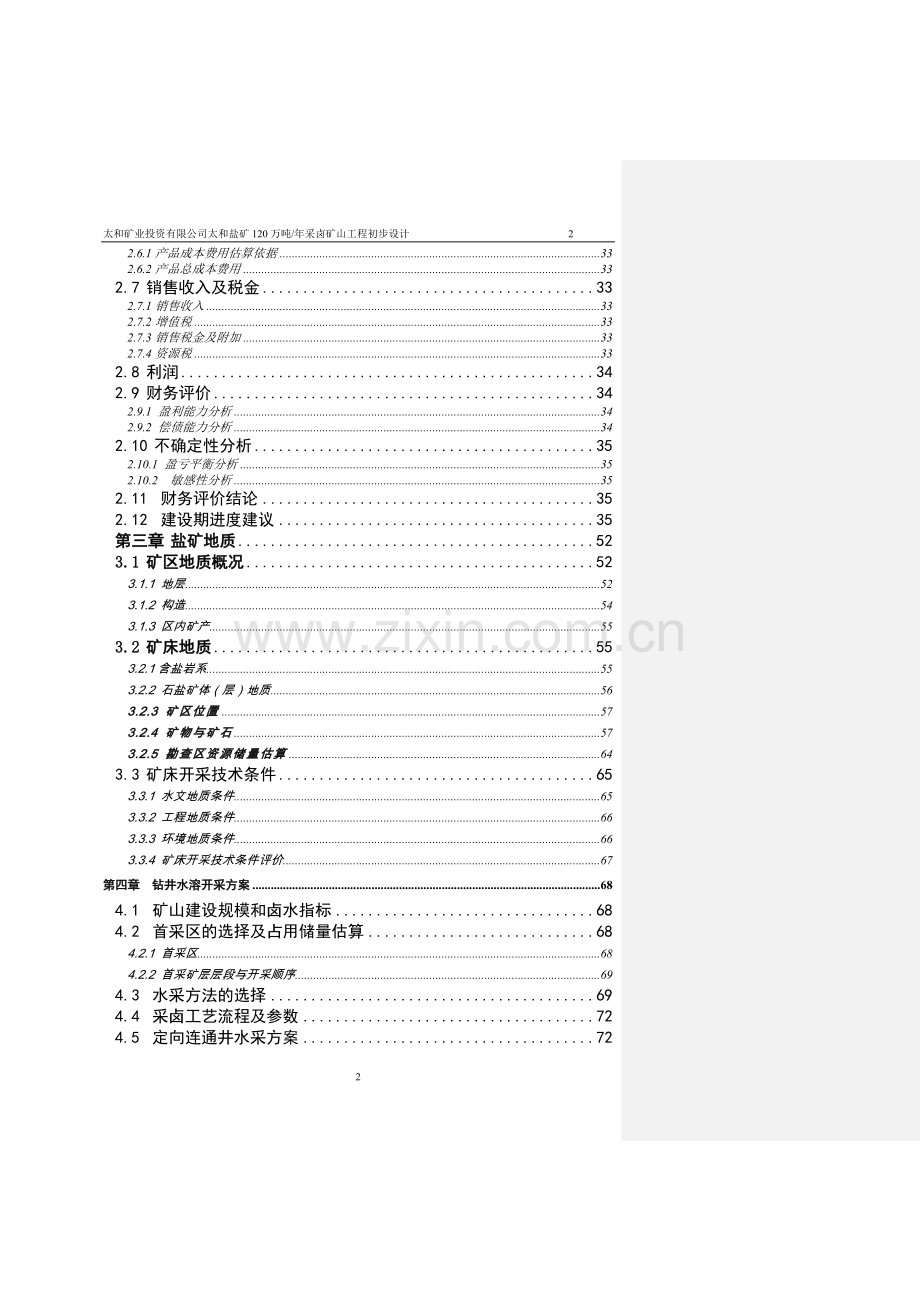 太和盐矿120万吨年采卤矿山工程初步设计及可行性研究报告.doc_第2页