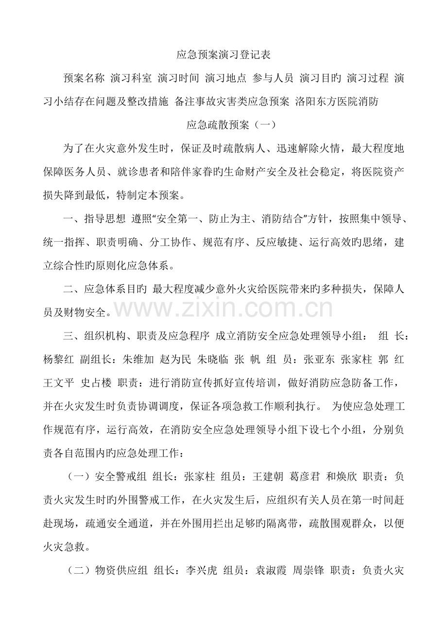 医院应急预案演练记录表.doc_第1页