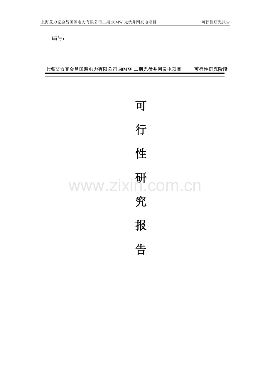上海艾力克金昌二期50mw二期光伏并网发电项目可研报告书.doc_第1页