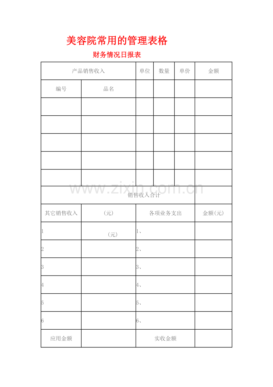 美容院常用的管理表格.doc_第1页