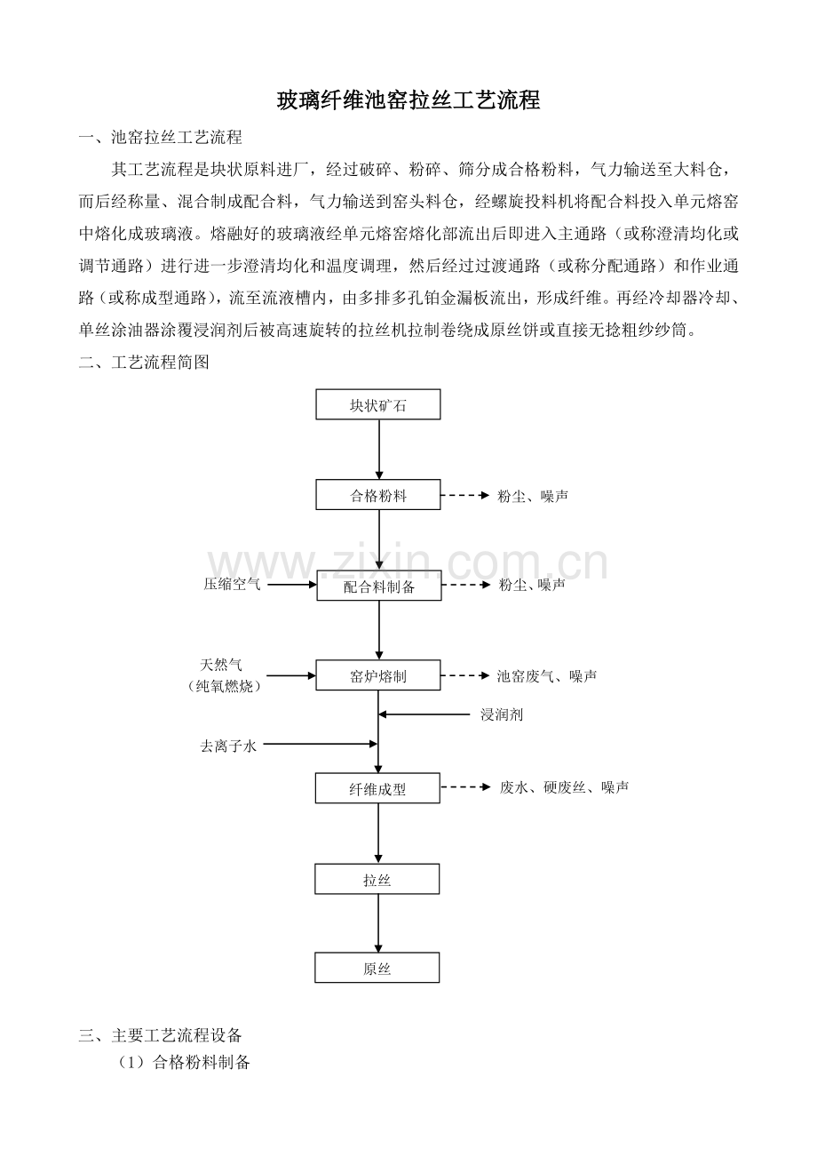 玻璃纤维池窑拉丝工艺流程.doc_第1页