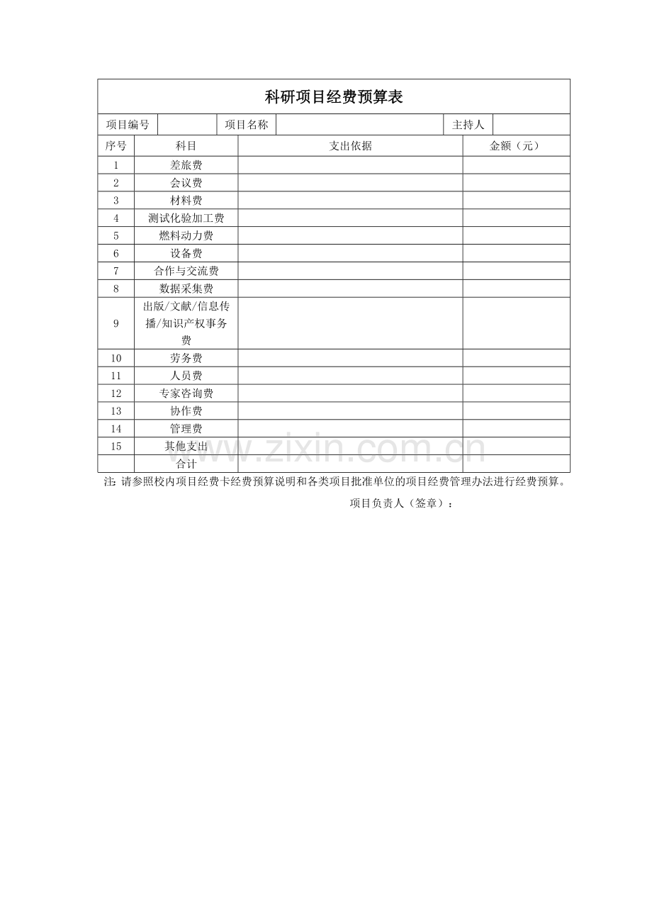 科研项目经费预算表.doc_第1页