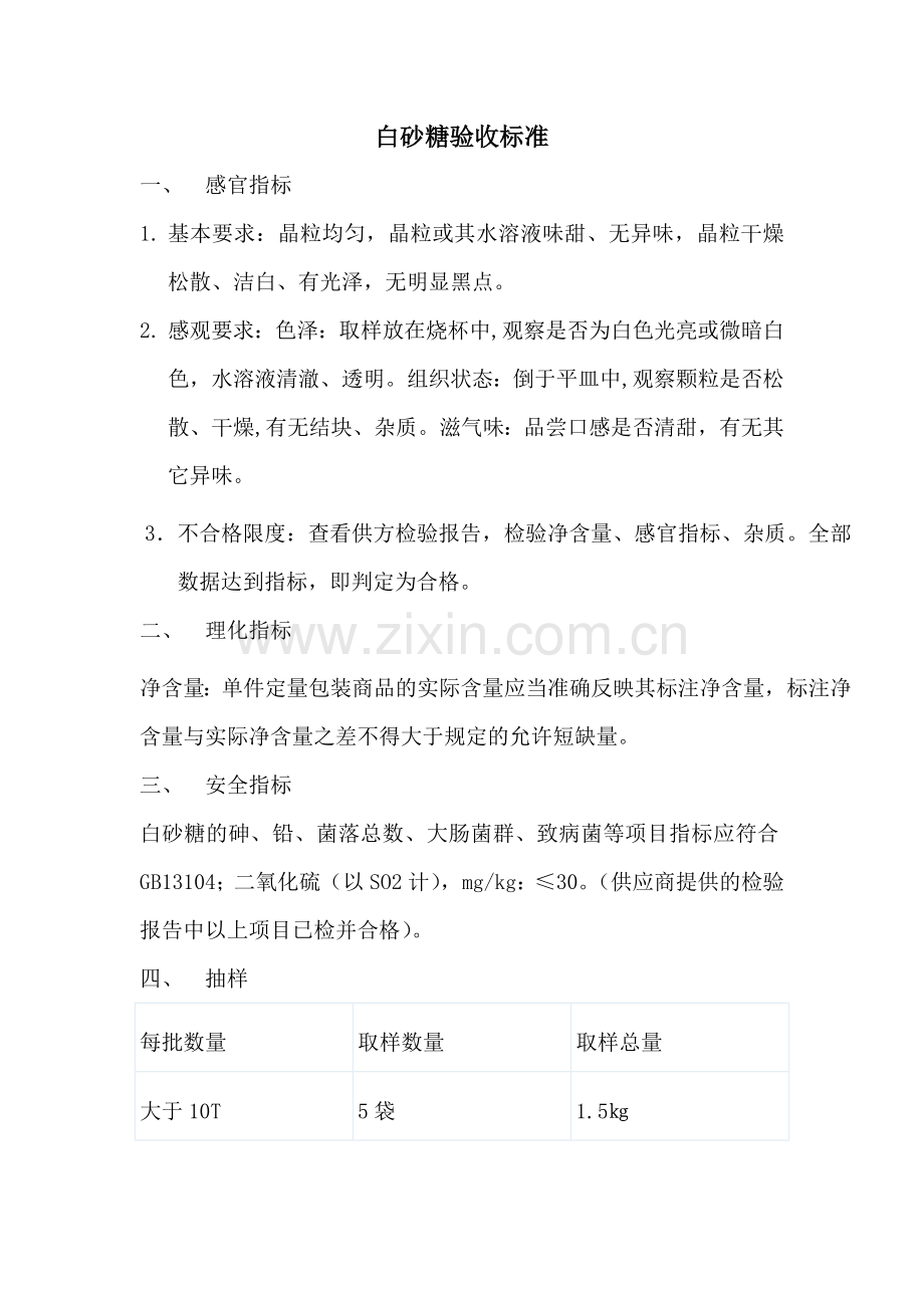 白砂糖验收标准.doc_第1页