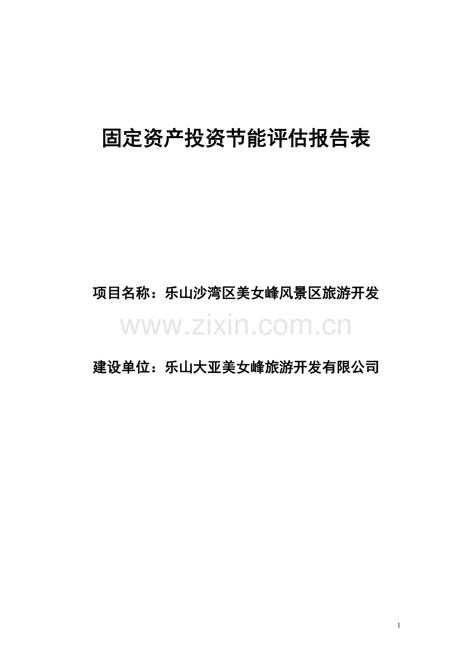 乐山市沙湾区美女峰风景区旅游开发项目建设节能分析评估评价报告.doc_第1页