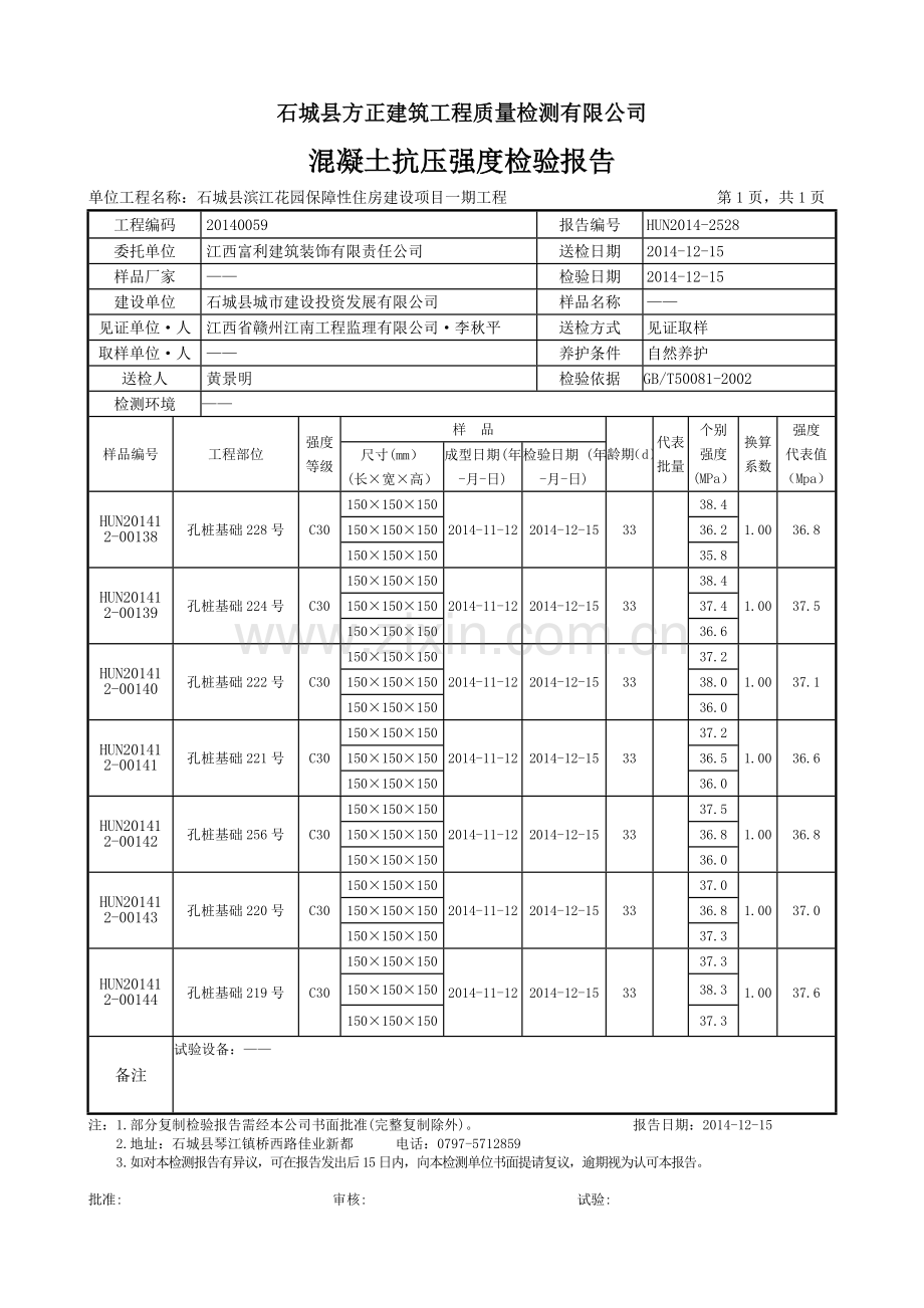 混凝土抗压强度检验报告70742.doc_第2页