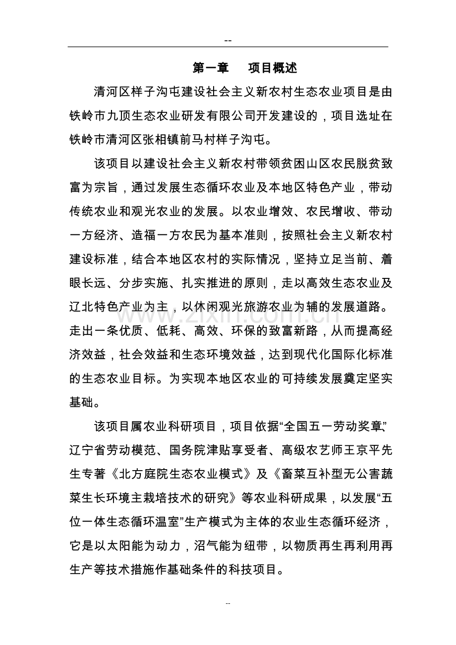 建设社会主义新农村生态农业项目可行性研究报告.doc_第1页