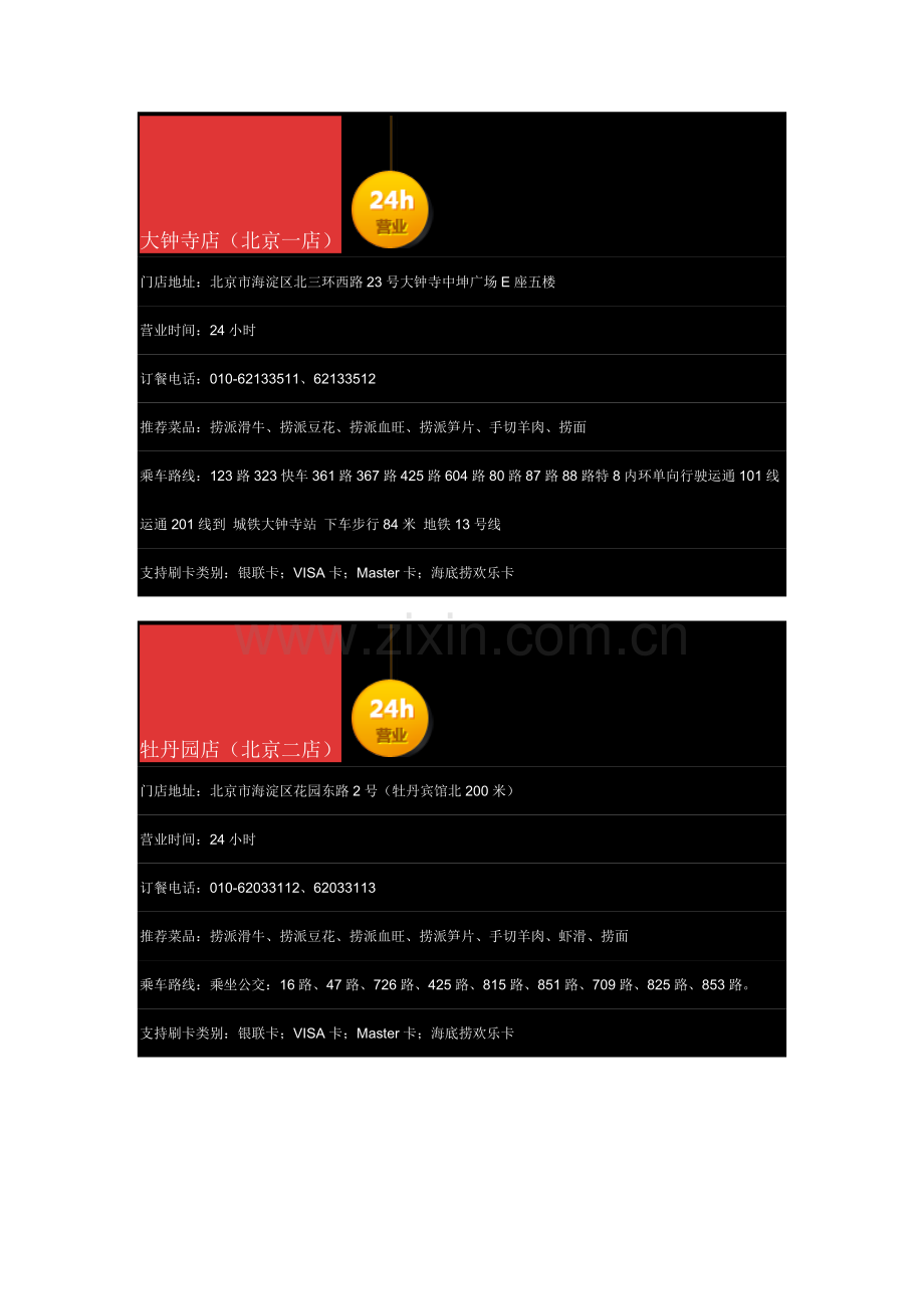 海底捞全国连锁店详细信息.doc_第1页