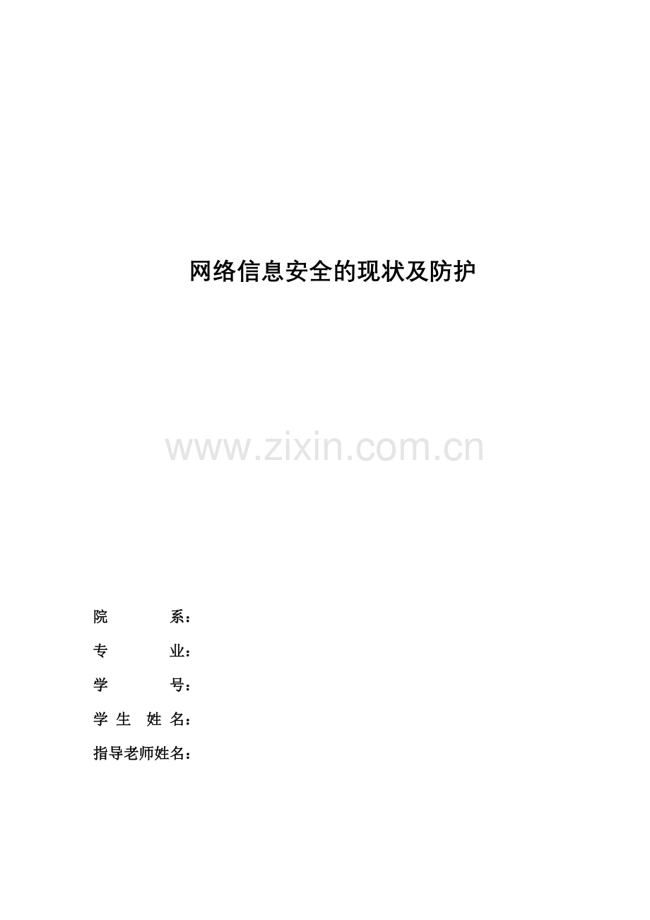 网络信息安全的现状及防护.doc_第1页