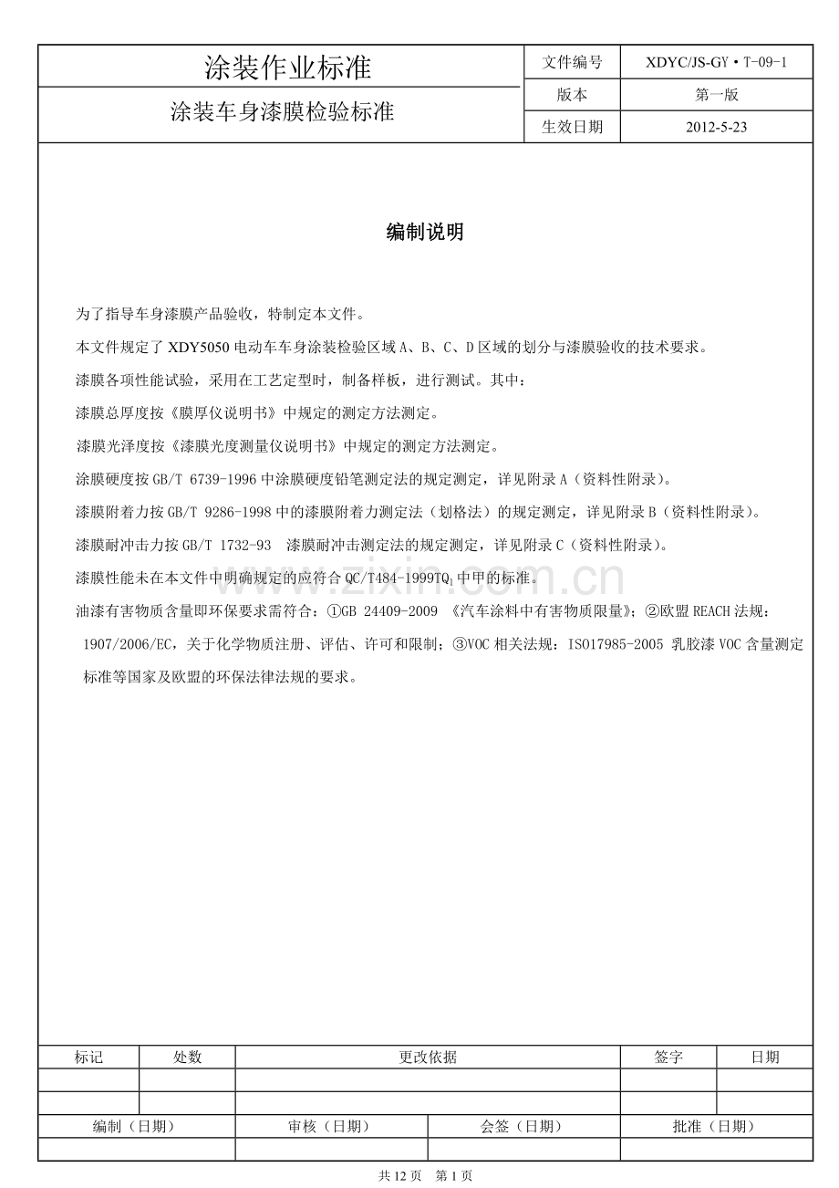 涂装车身漆膜质量检验标准.doc_第1页