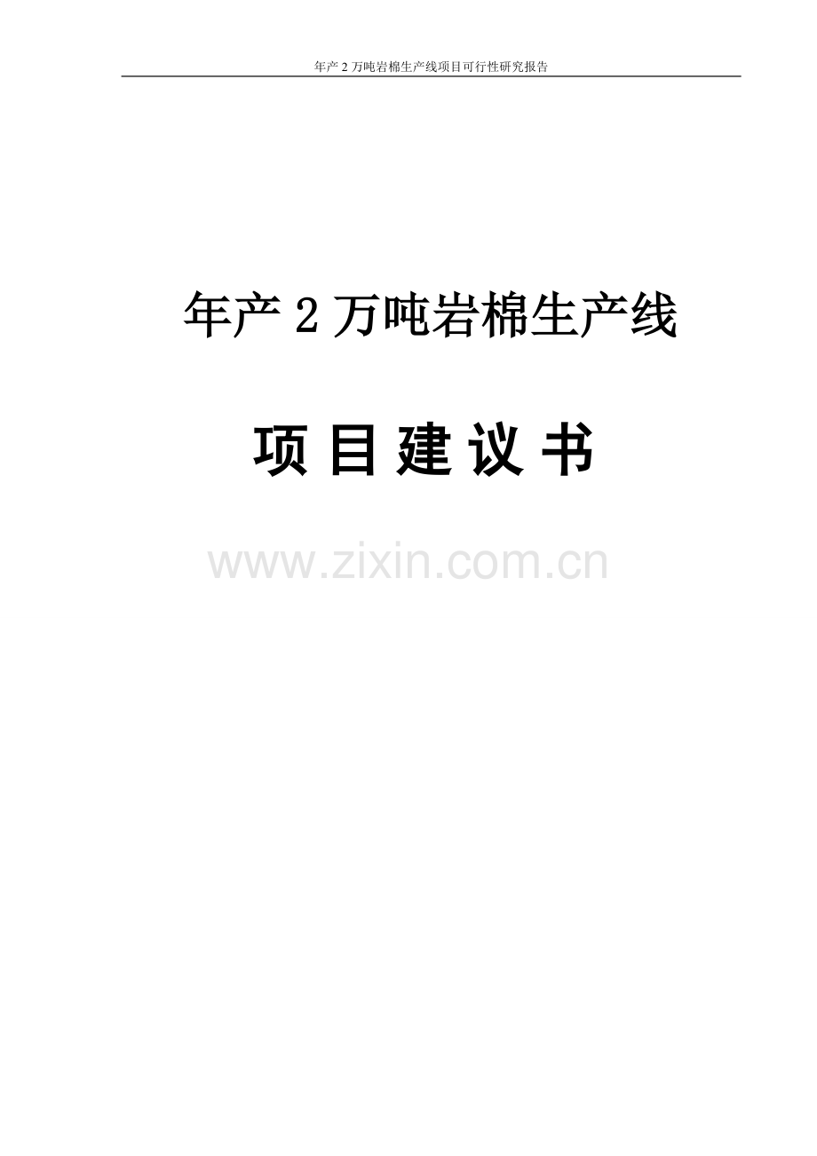 年产2万吨岩棉生产线项目可行性研究报告.doc_第1页