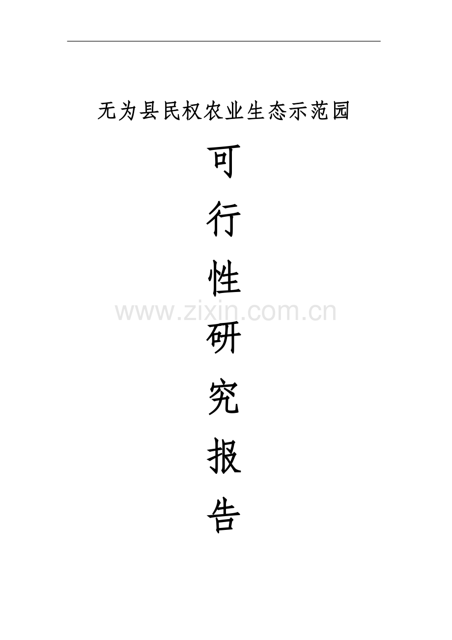 无为县民权农业生态示范园可行性研究报告(修改稿).doc_第1页