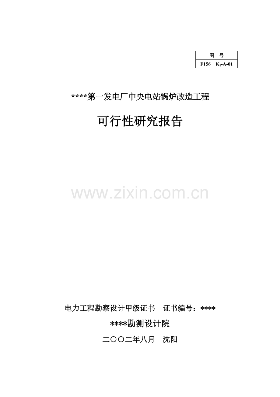 2016年发电厂中央电站锅炉改造工程建设可研报告.doc_第1页