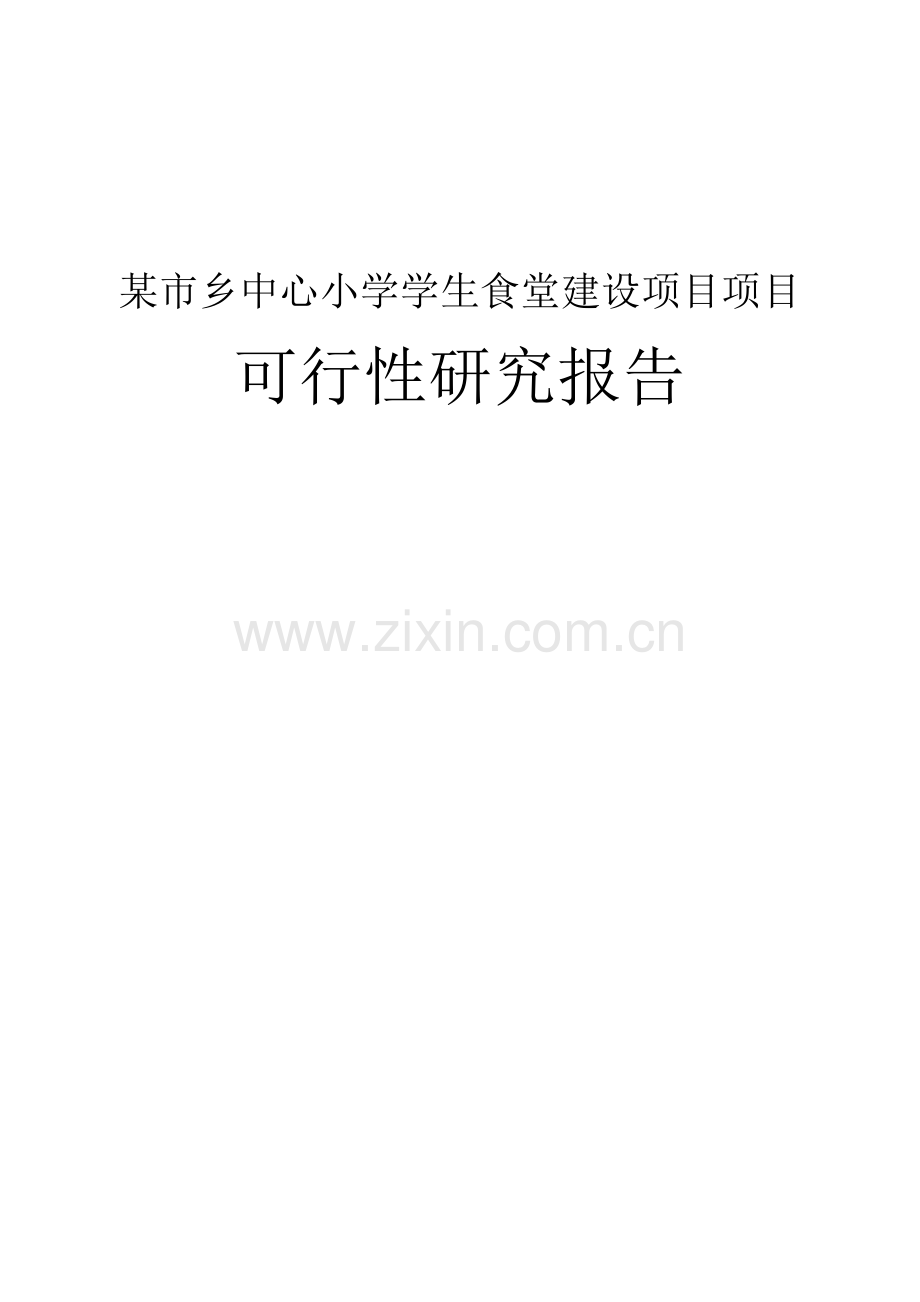 某某市乡中心小学学生食堂建设项目可行性研究报告书.doc_第1页