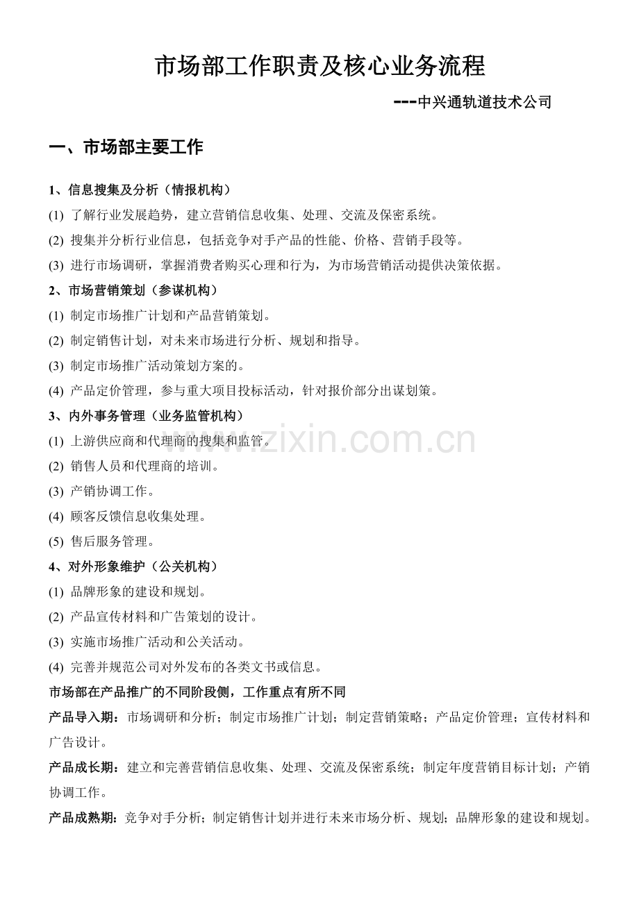 市场部工作职责及核心业务流程.doc_第1页
