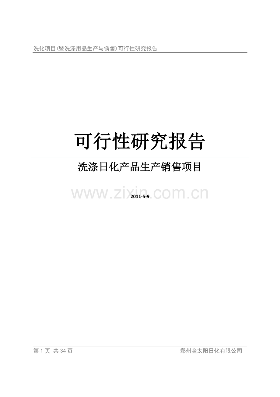 2016年洗化项目(暨洗涤用品生产与销售)建设可研报告.doc_第1页