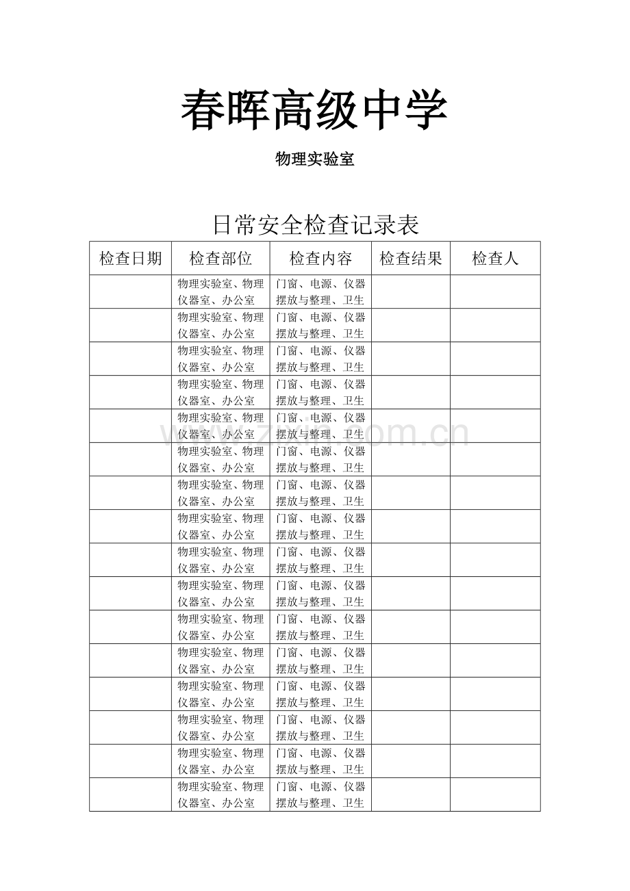 实验室日常检查记录表.doc_第1页
