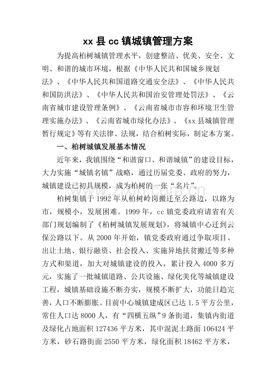 乡镇城镇管理方案.doc_第1页
