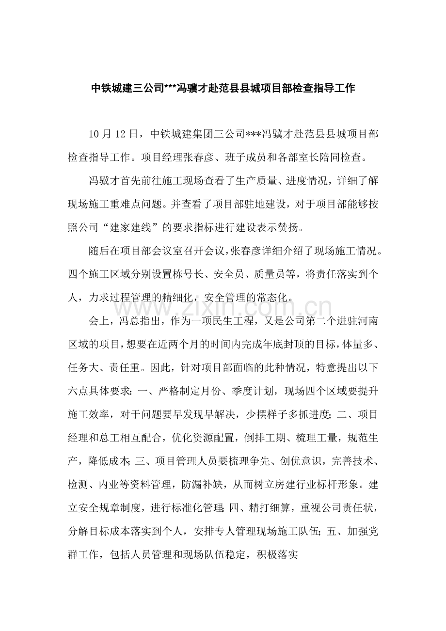 上级领导检查新闻稿检查.doc_第1页