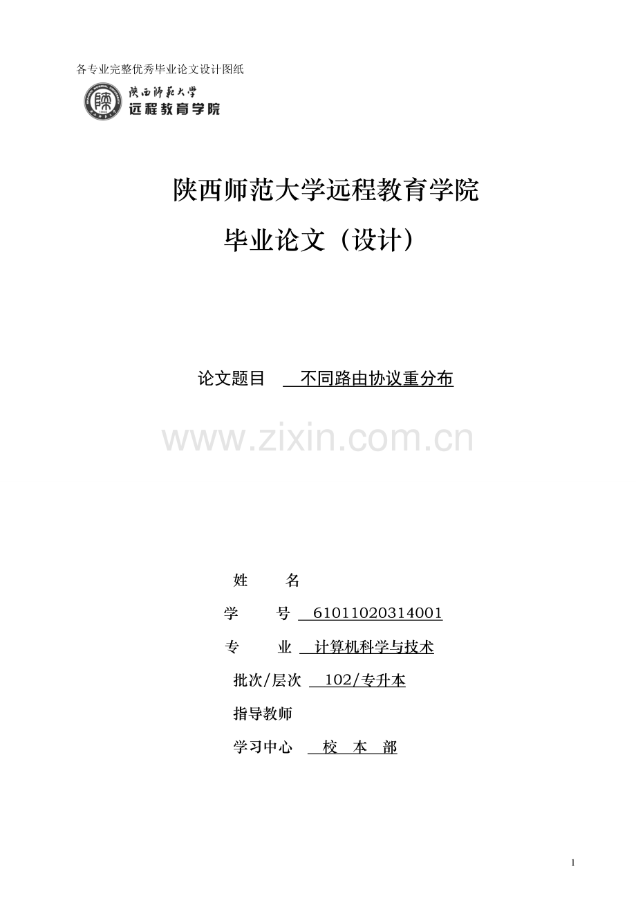 不同路由协议重分布-学位论文.doc_第1页