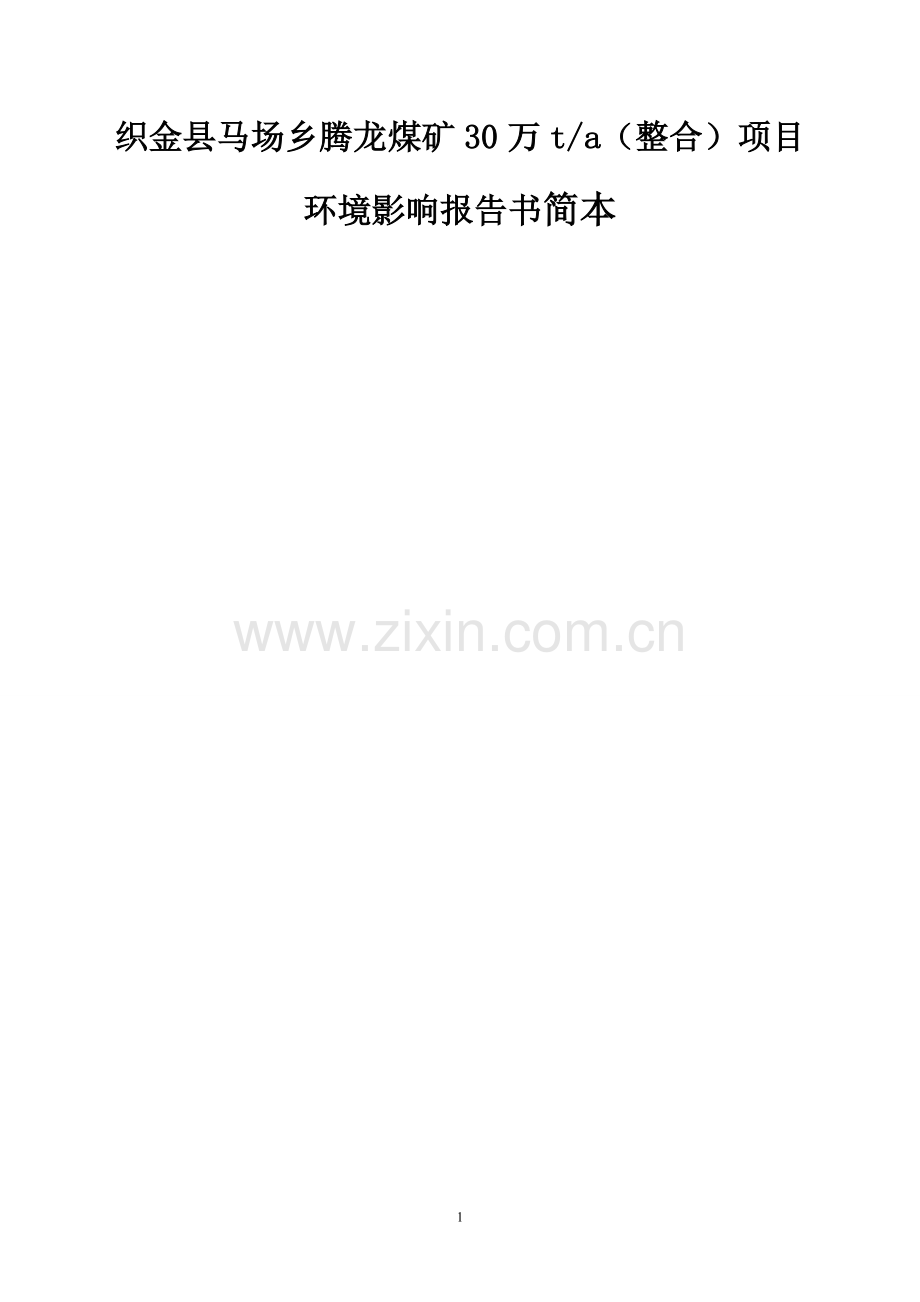 织金县马场乡腾龙煤矿30万ta(整合)项目环境评估报告书.doc_第1页