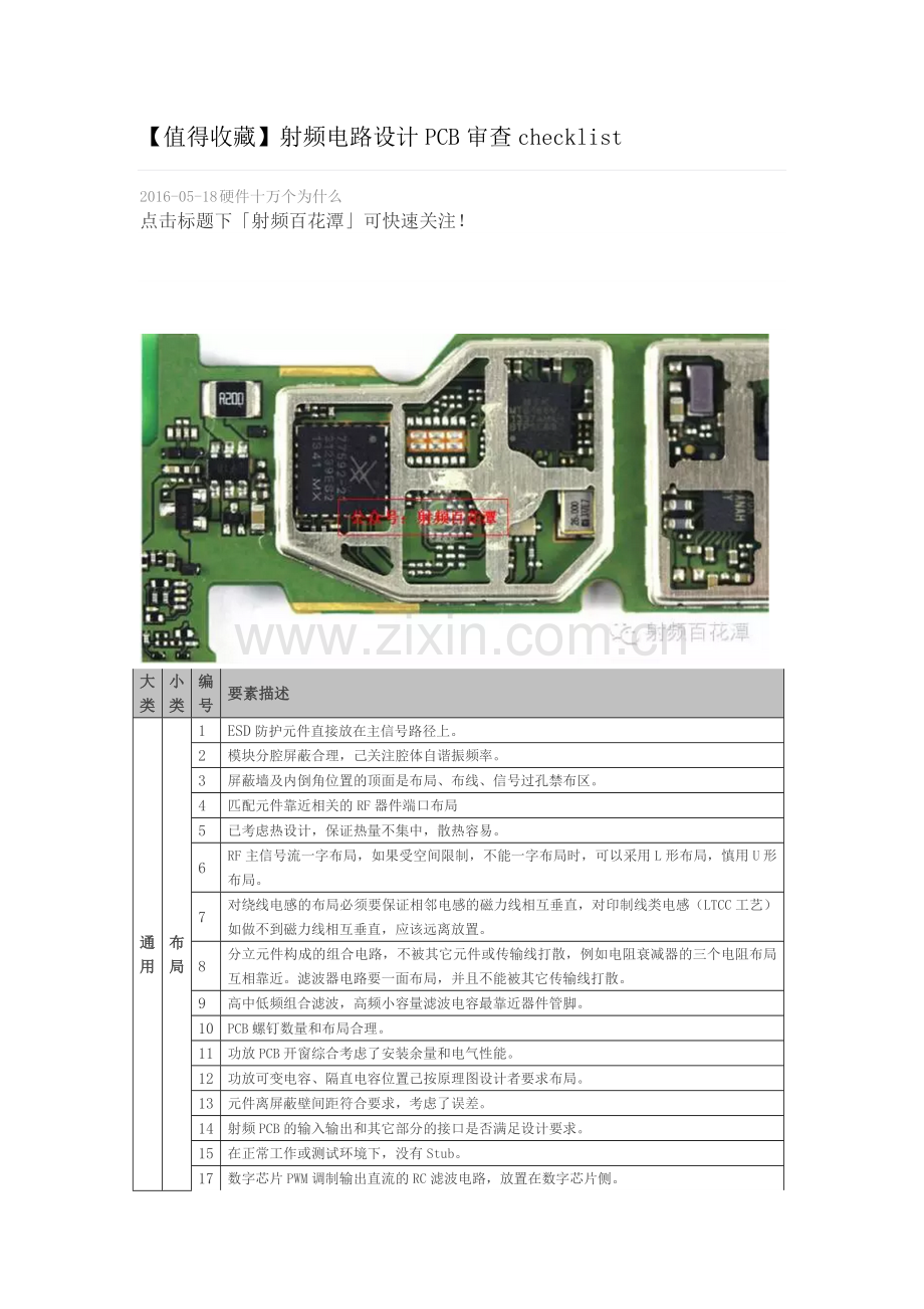 射频电路设计PCB审查checklist.doc_第1页