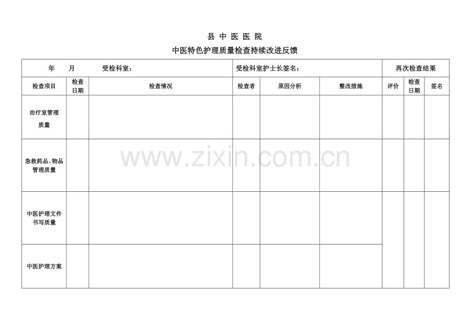 中医护理特色质量持续改进检查反馈记录表.doc_第2页
