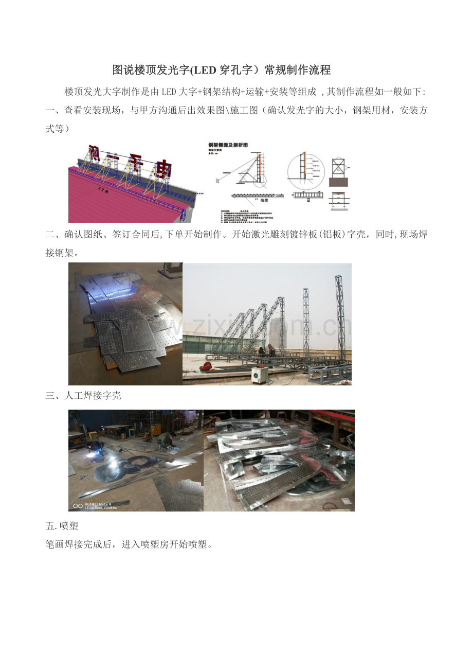 图说楼顶发光字-(LED穿孔字)常规制作流程.doc_第1页