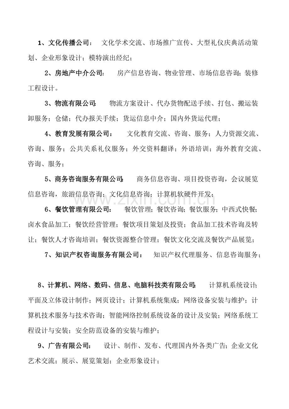公司行业分类及其经营范围.doc_第1页