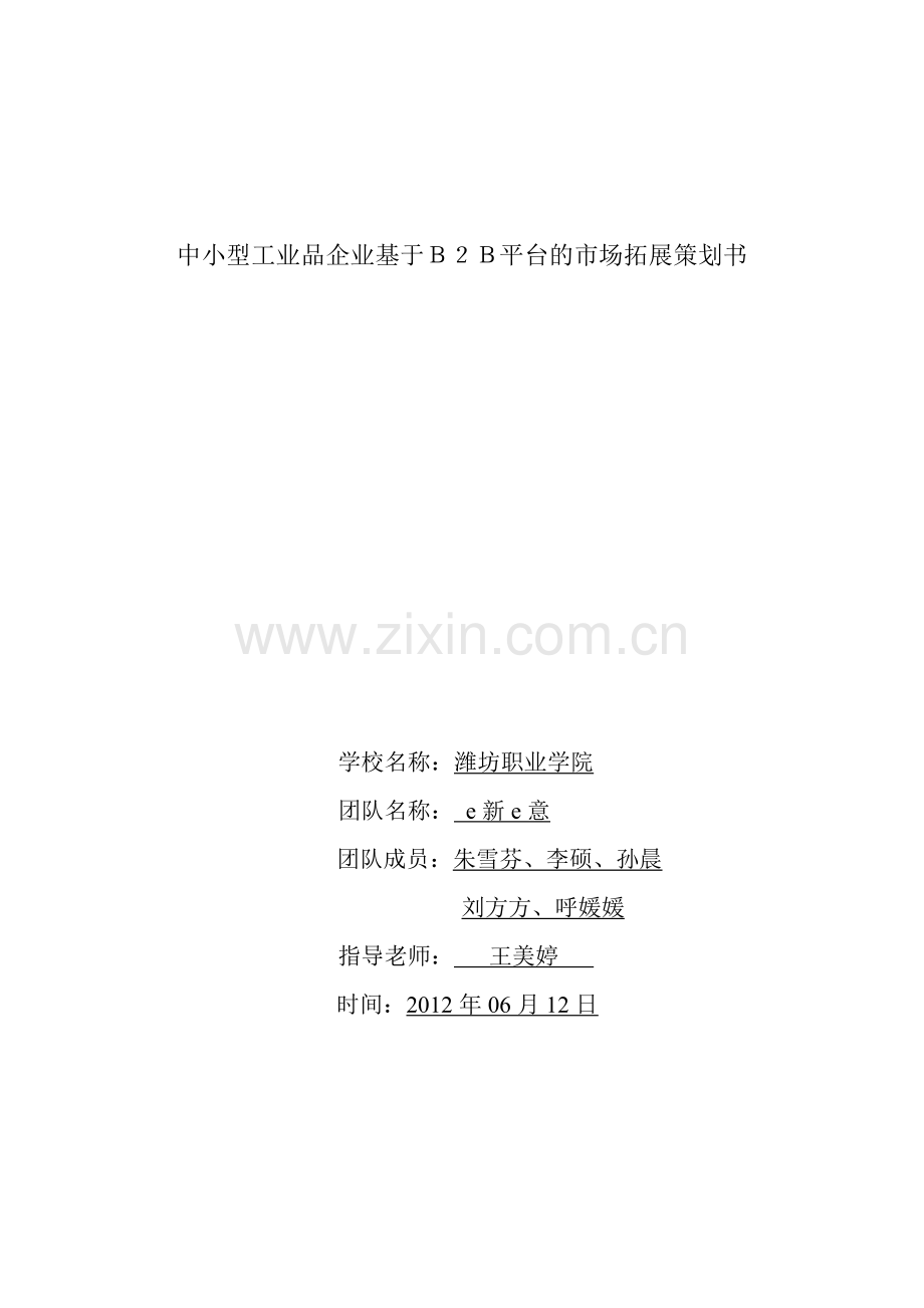 中小型工业品企业基于B2B平台的市场拓展策划书.doc_第1页