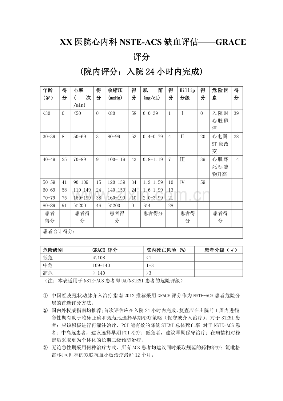 GRACE评分表-实用.doc_第1页