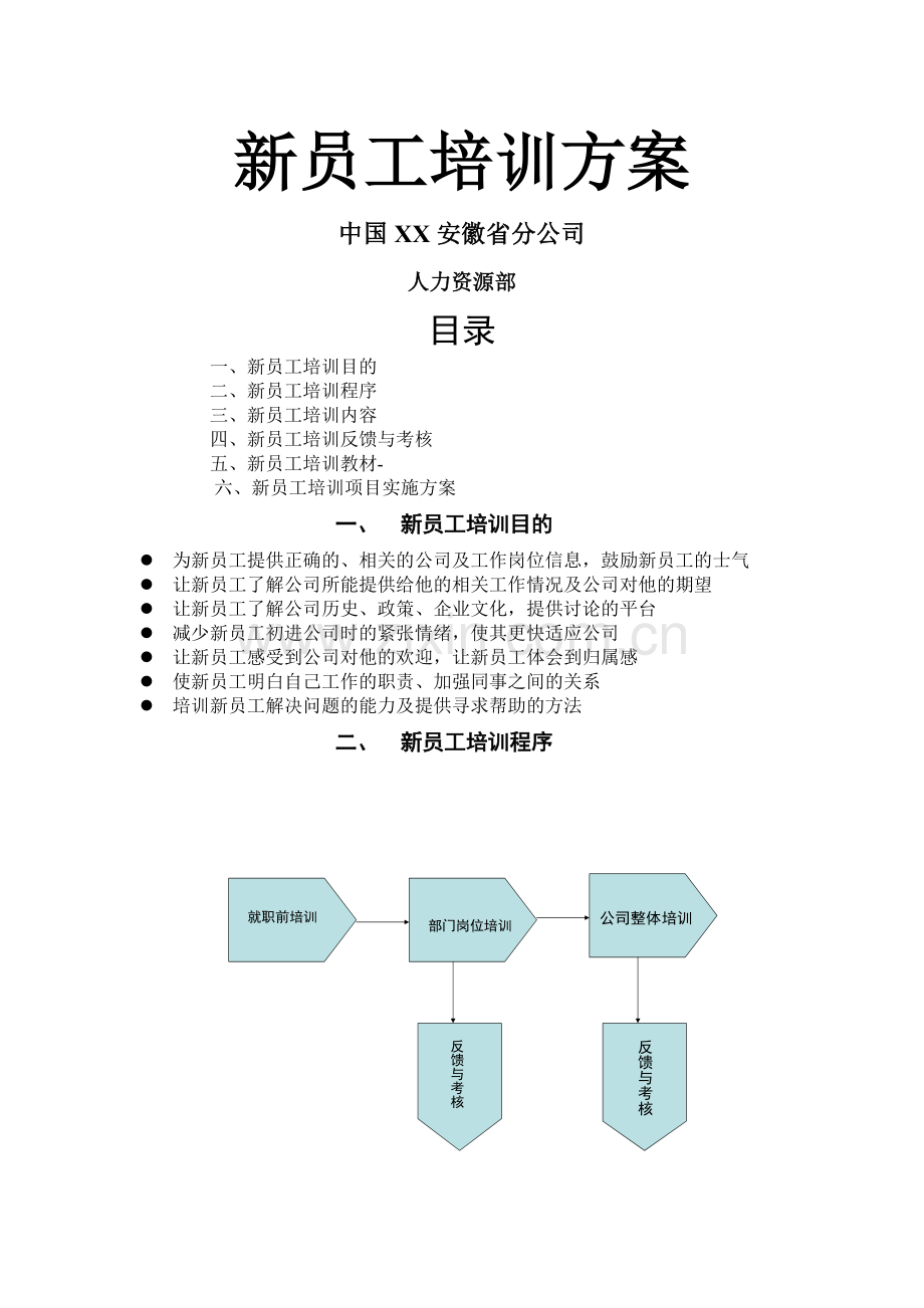 XX新员工岗前培训方案-HR猫猫.doc_第1页
