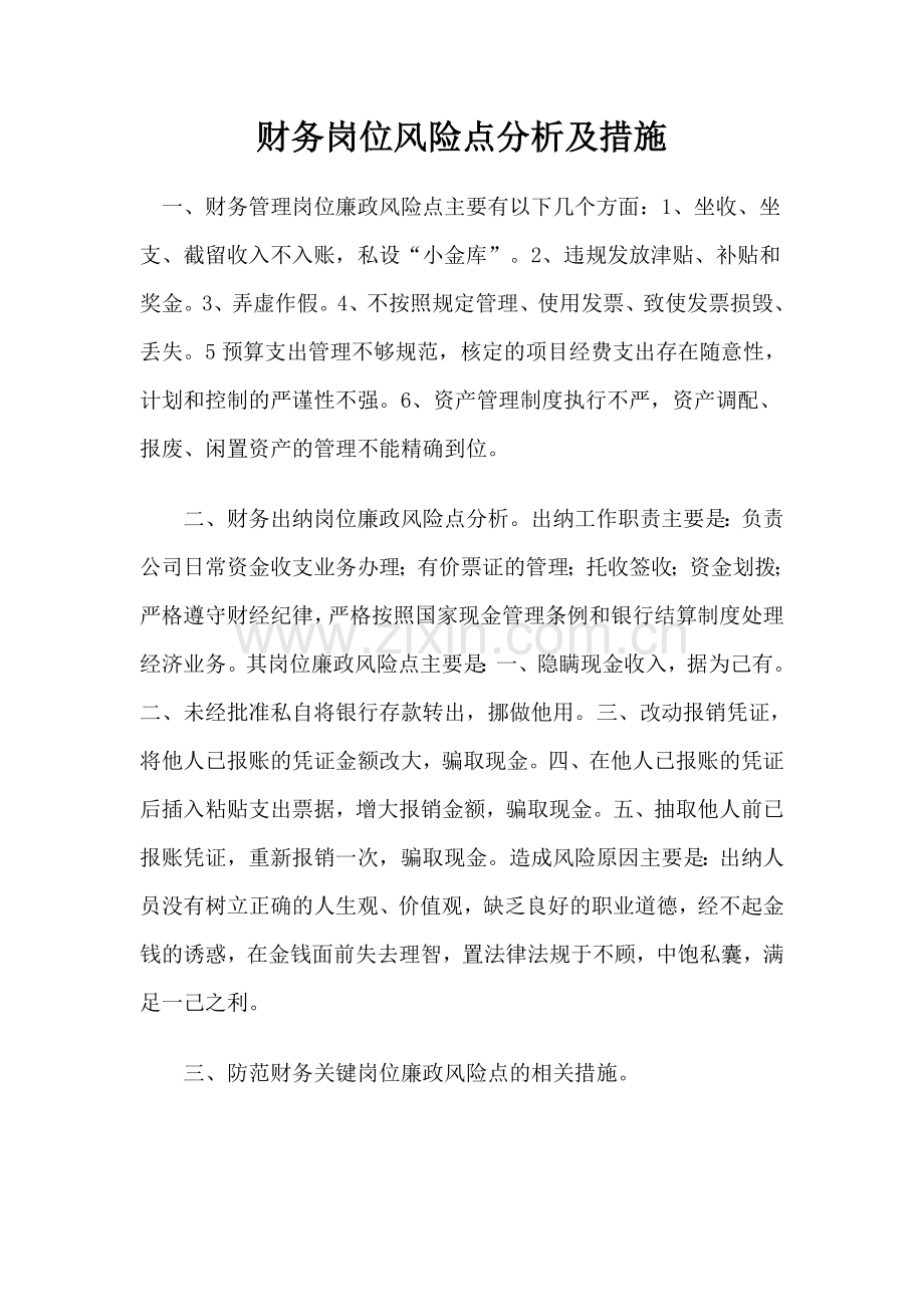 财务岗位风险点分析及措施.doc_第1页