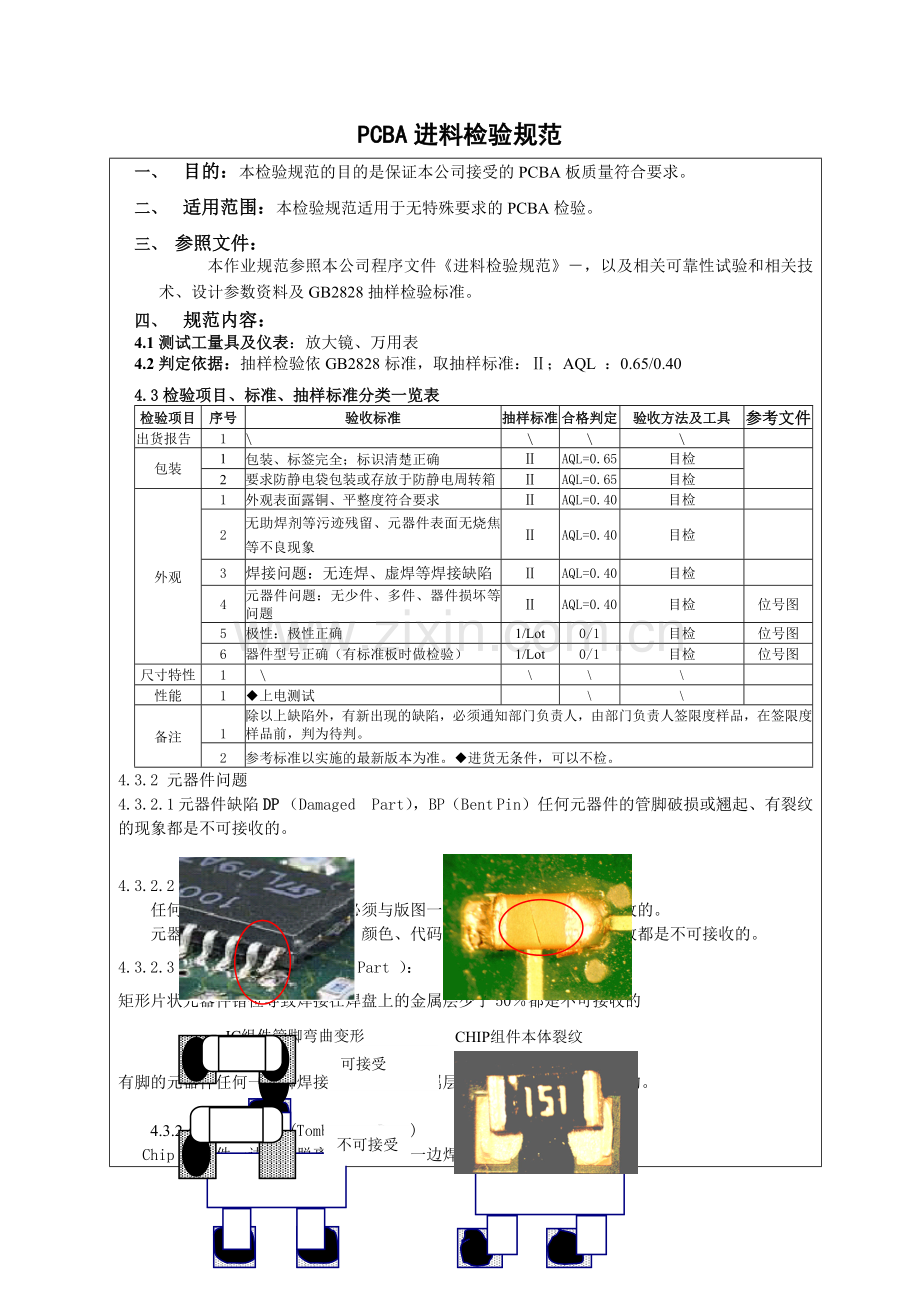 PCBA进料检验规范.doc_第1页